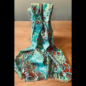 Cotton Scarf in Turquoise and Multicolor